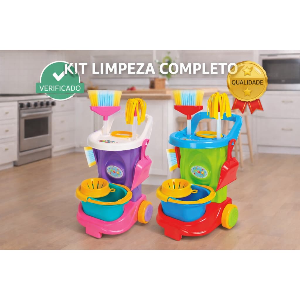 Carrinho de Limpeza Infantil Cleaning Trolley – Brinquedo Educativo