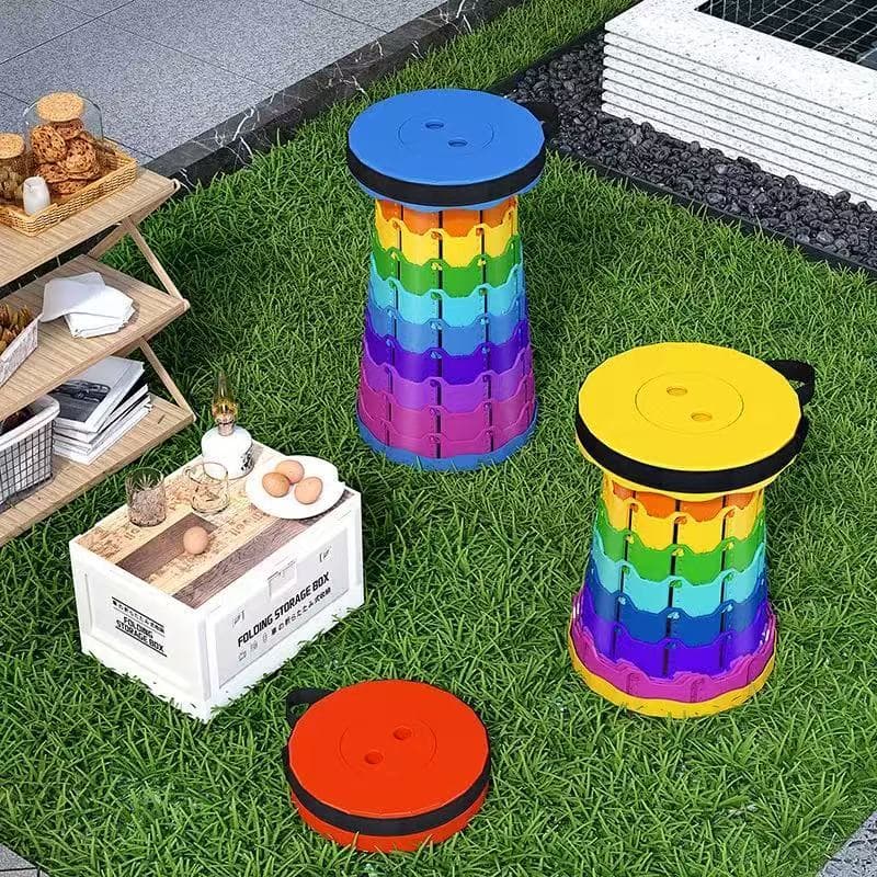 Banqueta Dobrável Portátil Retrátil p/ Pesca Banco Telescópico Ajustável Assento de Viagem Colorido