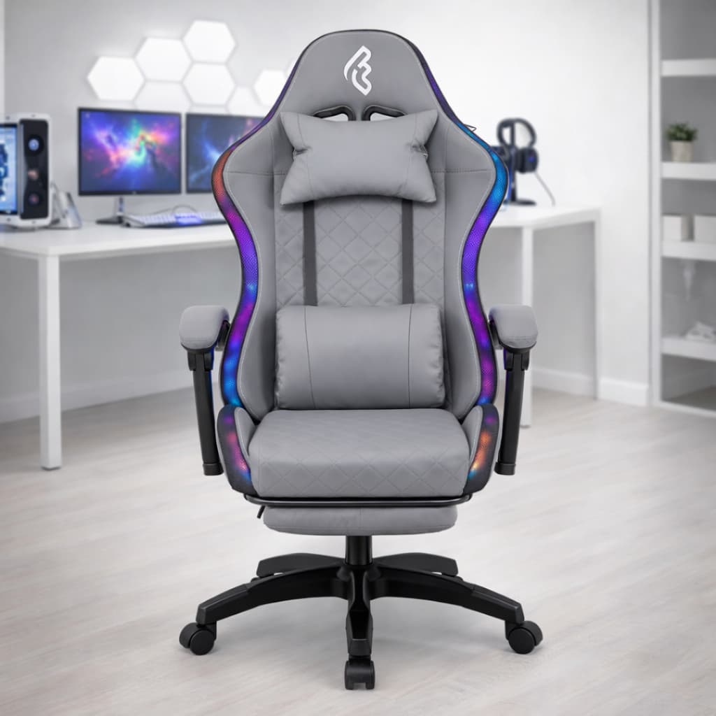 Cadeira Gamer e Escritório Ergonômica Ragnar Com Led RGB Ajustável Preta e Branca