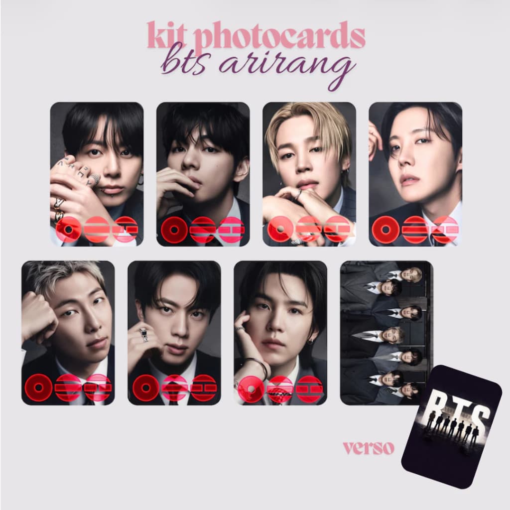 Kit Photocards BTS (FRENTE E VERSO) + Ticket NETFLIX LIVE ARMY
