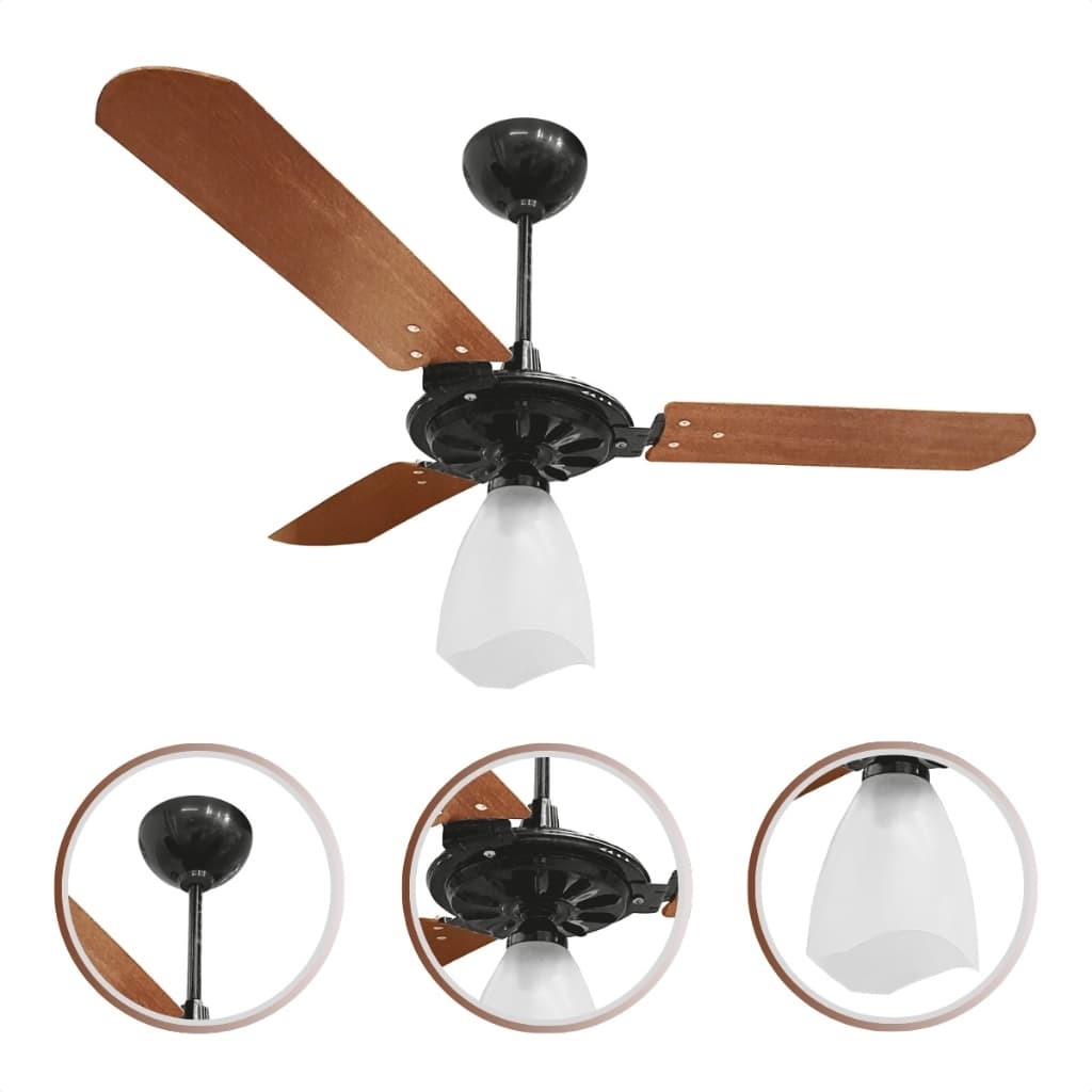 Ventilador de Teto Yris 150W Ventex 3 Pás Mogno Turbo Silencioso 3 Velocidades Ventilação Econômico