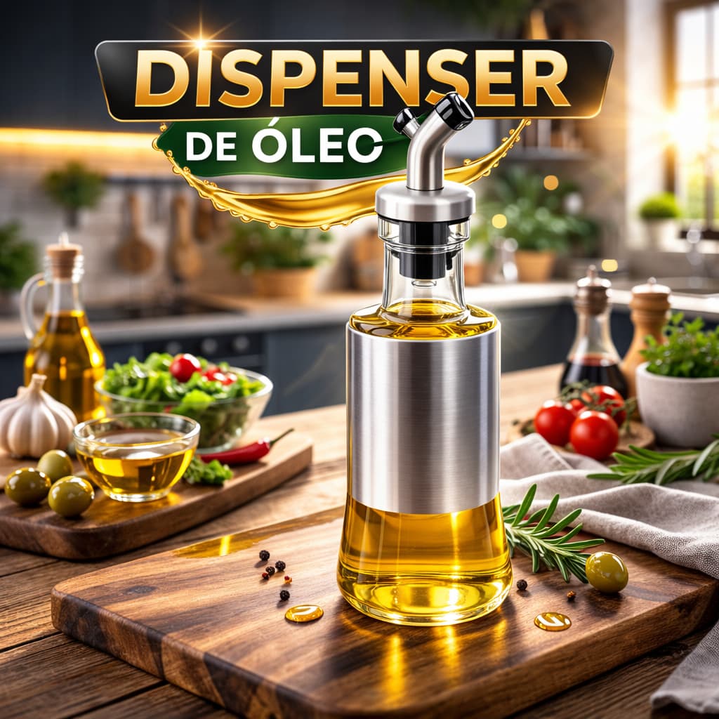 Dispenser Temperos Vidro 300ml Bocal Inox Pratico Bico Antigotejamento Cozinha Organizador Azeite Oleo Vinagre