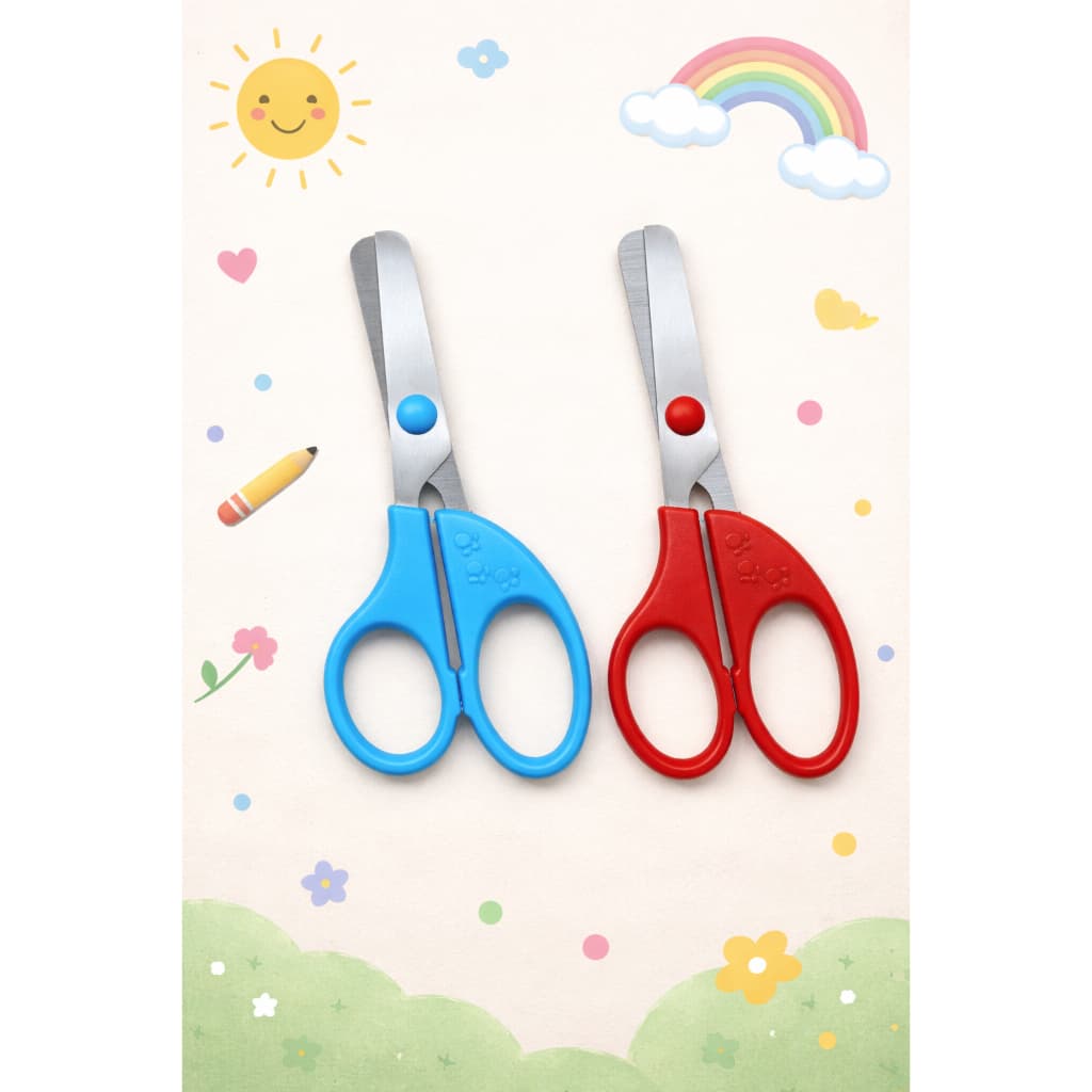 Tesoura Escolar 13cm Para Canhotos Infantil Cabo Anatômico Cor Aleatória