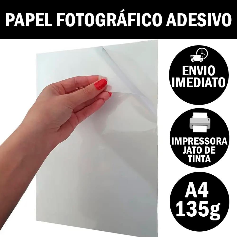 PAPEL ADESIVO FOTOGRÁFICO GLOSSY BRILHANTE A4 PREMIUM 135G E 180G FOLHAS ALTO BRILHO IMPRESSORA