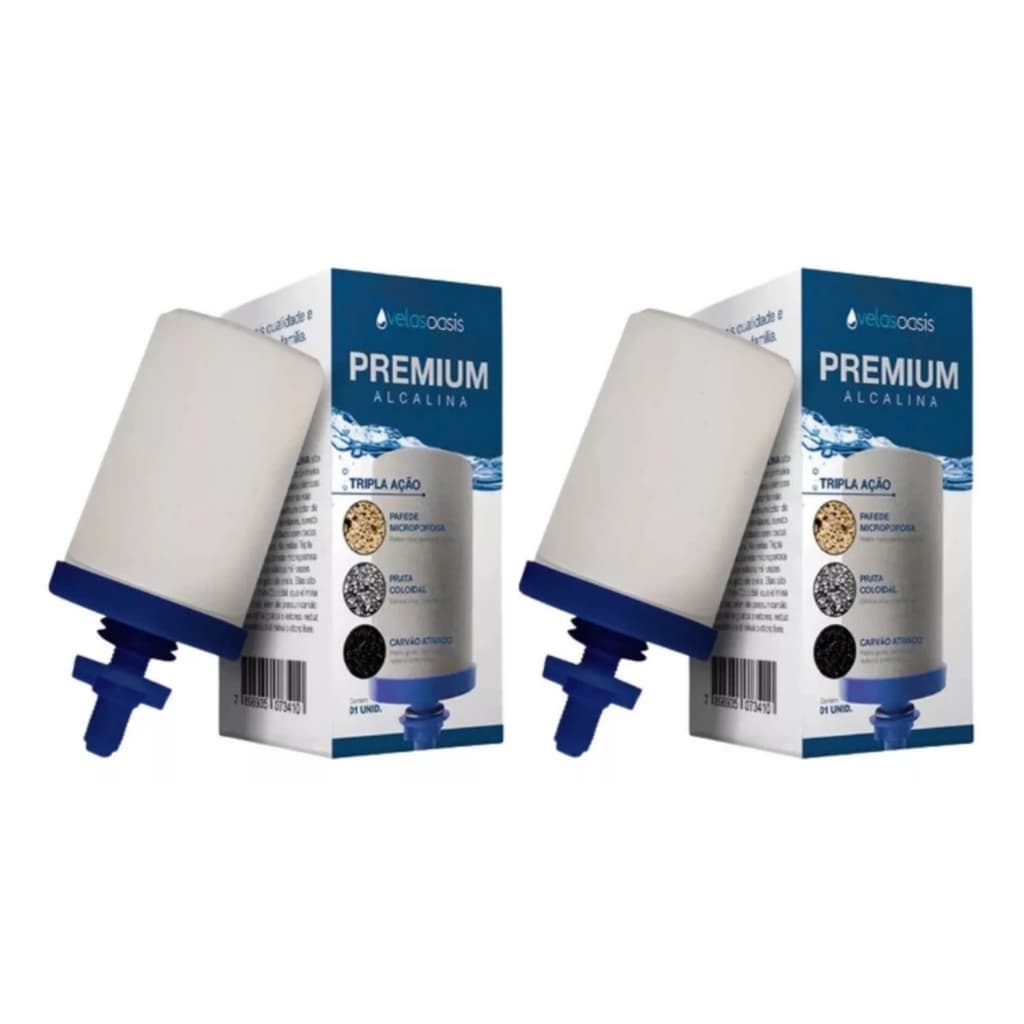 Kit 2 Vela Filtro De Barro Tripla Ação Alcalina Carvão Ativado e Prata Coloidal