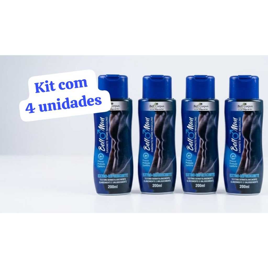 Kit com 4 unid Sabonete Íntimo Masculino Bell Man - ORIGINAL Bell Corpus 200ml- extra refrescante