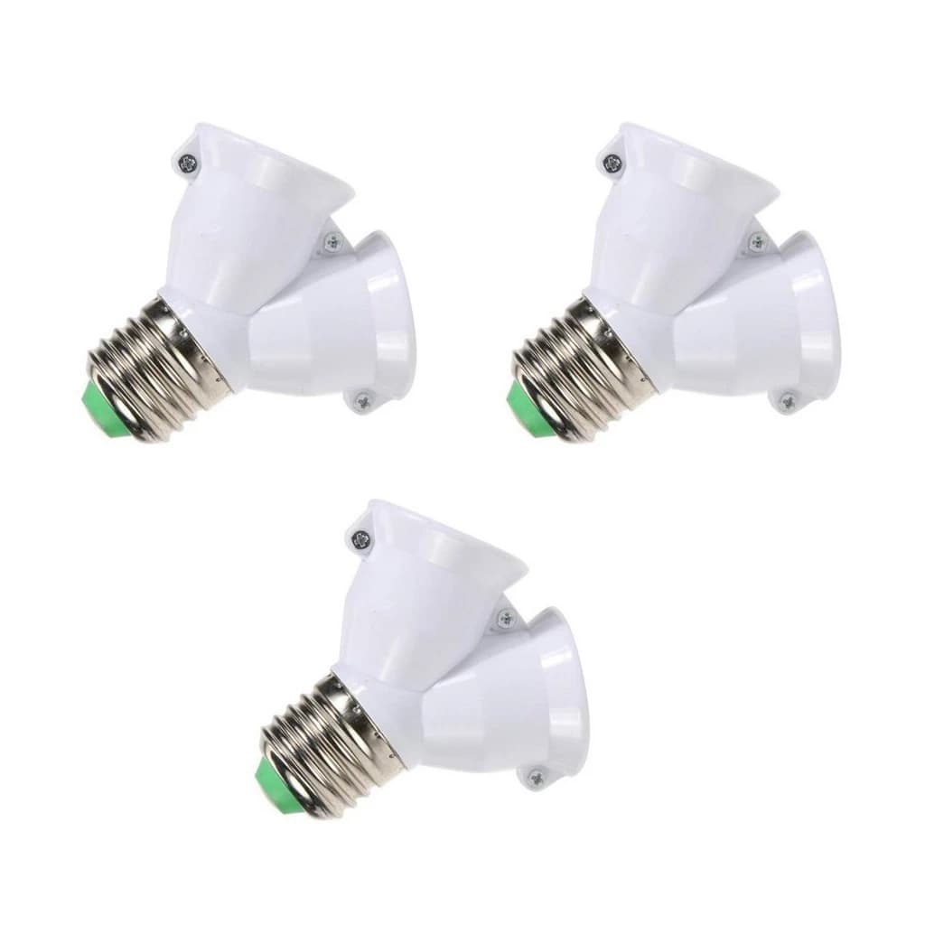 KIT 3 Soquete Bocal Adaptador Duplo Tipo Y Duas Lampadas E27