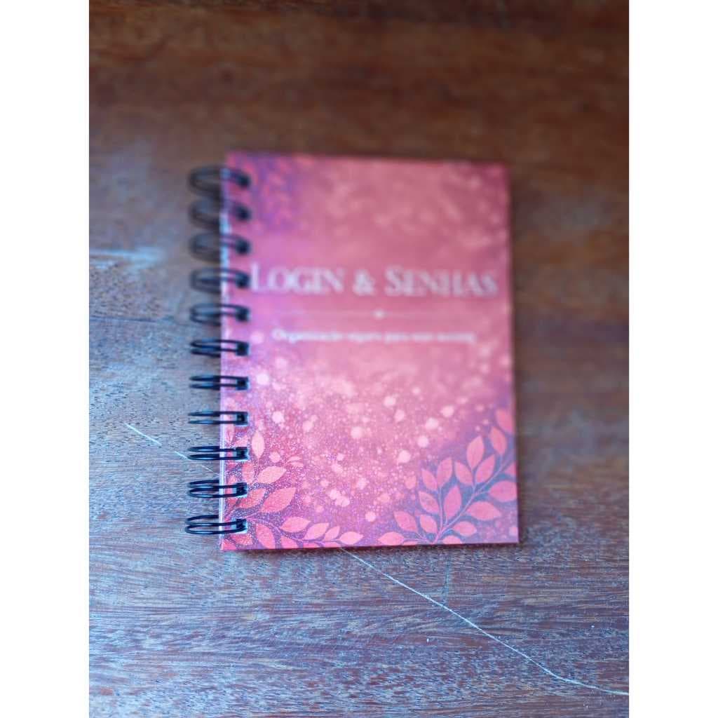 Caderno de Login e Senhas | Capa dura | A6 | Tomate seco