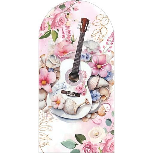 Capa Painel Romano Veste Fácil Violão com Flores Tecido Sublimado
