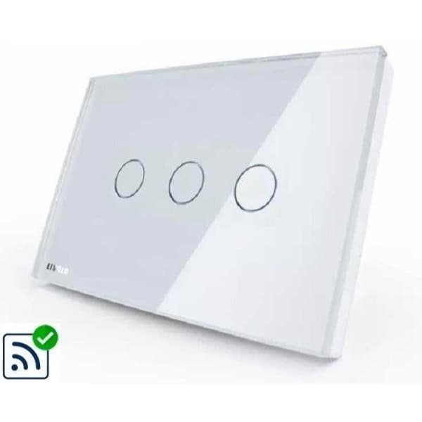 Interruptor Touch Screen Livolo Rf 3 Vias Entrada Controle - Branco