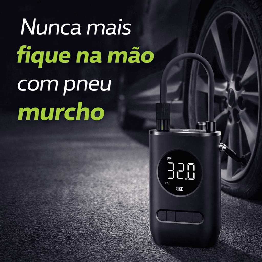 Compressor Portátil Pneu Carro Bike Moto Calibrador Digital Recarregável
