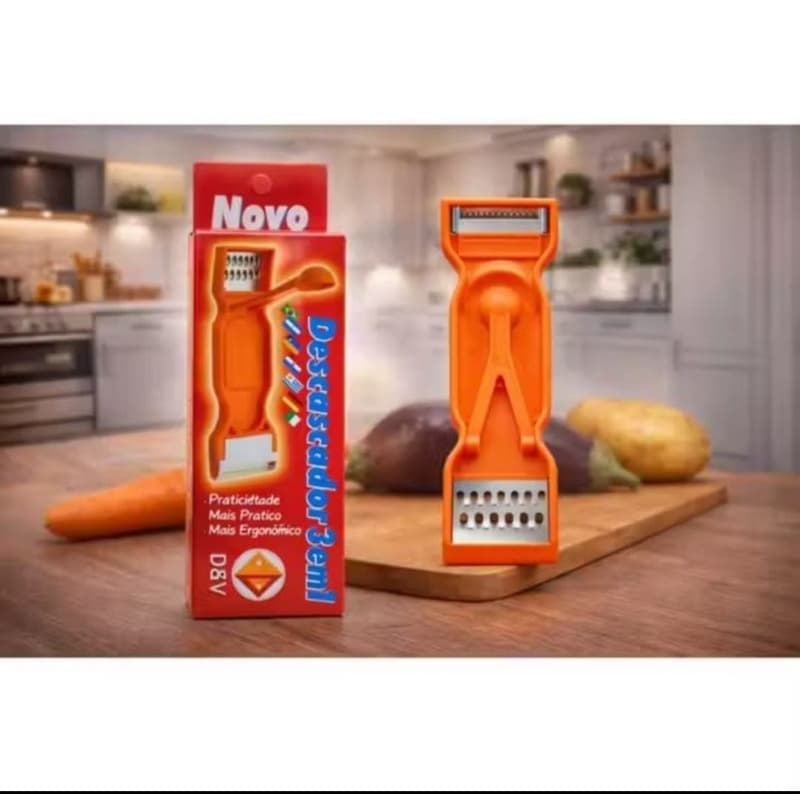 kit 2 unidades Descascador Ralador fatiador legumes e vegetais cortes rápido e finos inox para cozinha