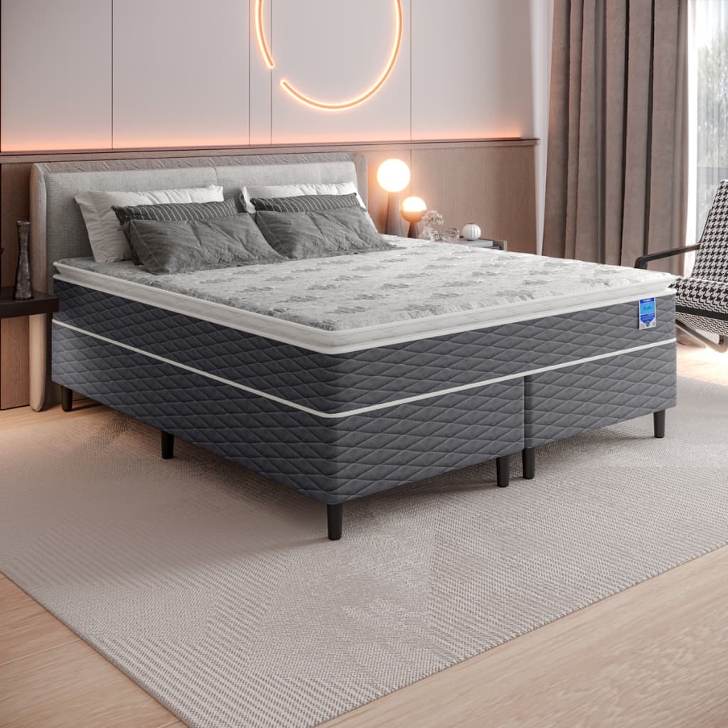 Cama de Casal Queen com Colchão Molas Ensacadas Pillow Top Bertha Umaflex Cama Box 158x198