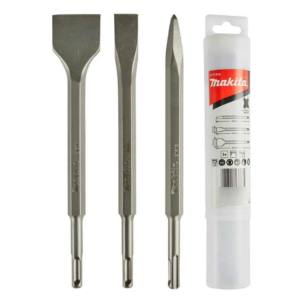 Kit Ponteiro e 2 Talhadeiras - 3 Peças original Makita D-71314  encaixe Sds-plus