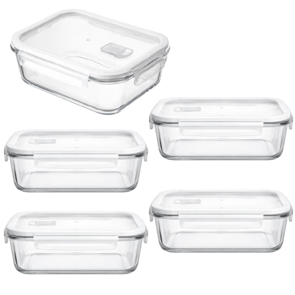 Kit 5 Potes Vidro 1 Litro Hermético Marmita Forno Refratário