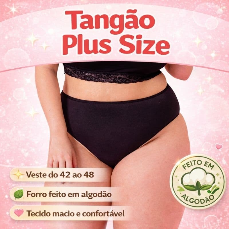 kit 5 tangao calçola cos alto em Algodão Conforto Adulto Feminino pluz size em cotton calçinha senhora extra gg