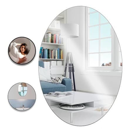 Espelho Adesivo Decorativo Plástico Flexível Adesivo Espelhado Retangular ou Oval 25x40