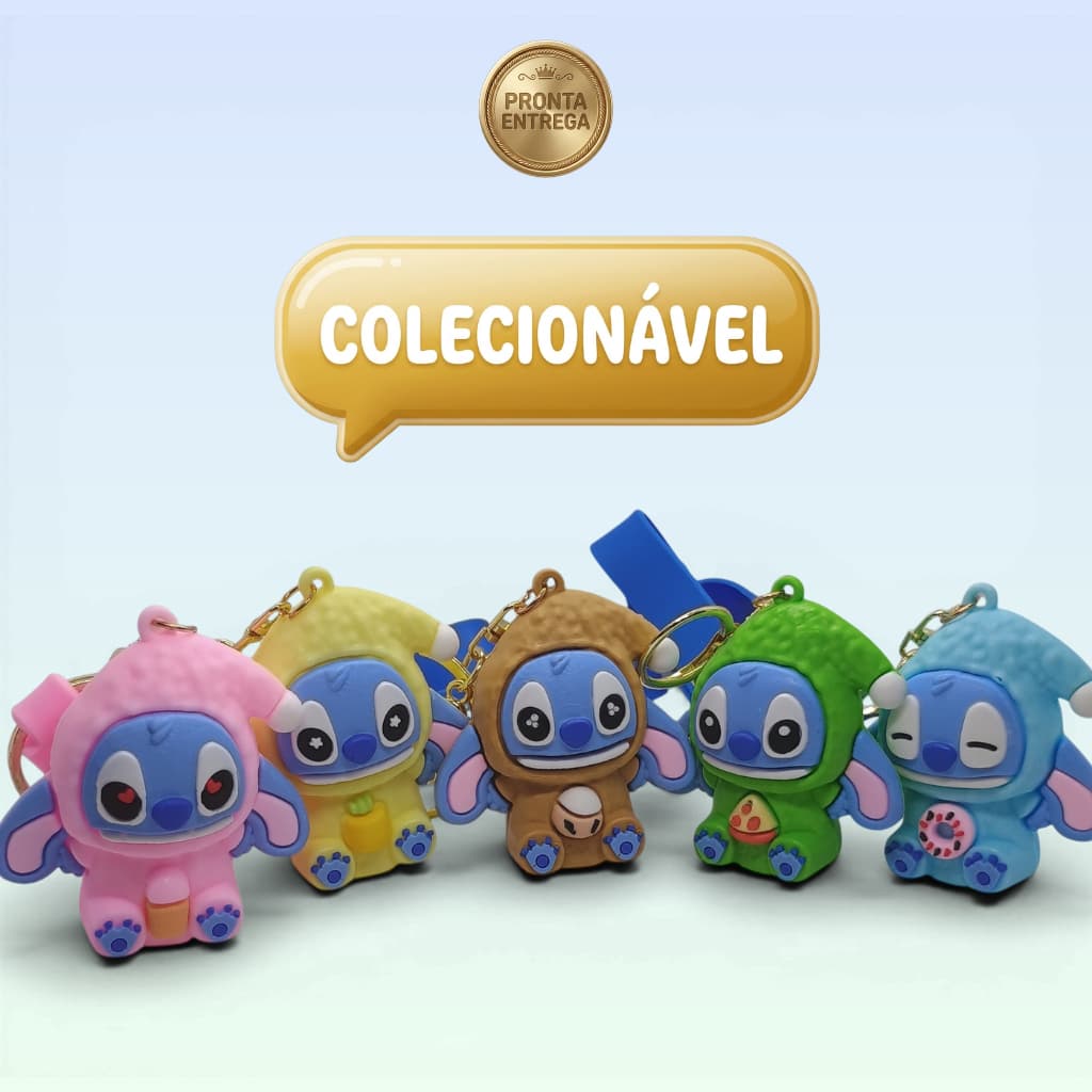 Chaveiro Stitch Emborrachado Coleção Pijama Kawaii Fofo Acessório Bolsa Estojo Escolar Kit
