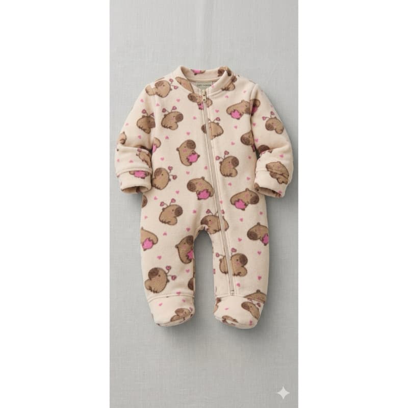 Macacão Bebê Estampado Várias Estampas Algodão Confortável com Zíper RN ao G