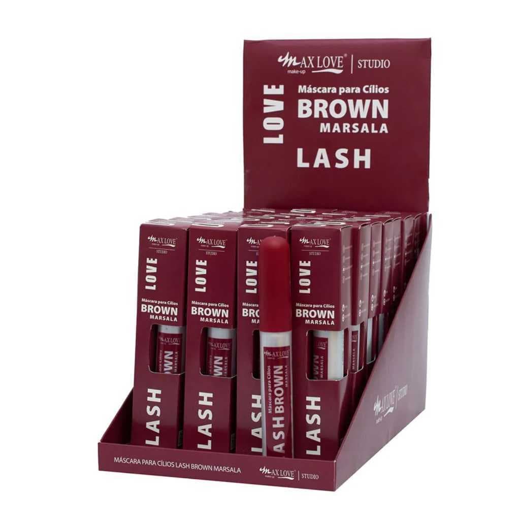 BOX C/28 MÁSCARA PARA CÍLIOS BROWN MARSALA Nº42 MAX LOVE VOLUME E DEFINIÇÃO