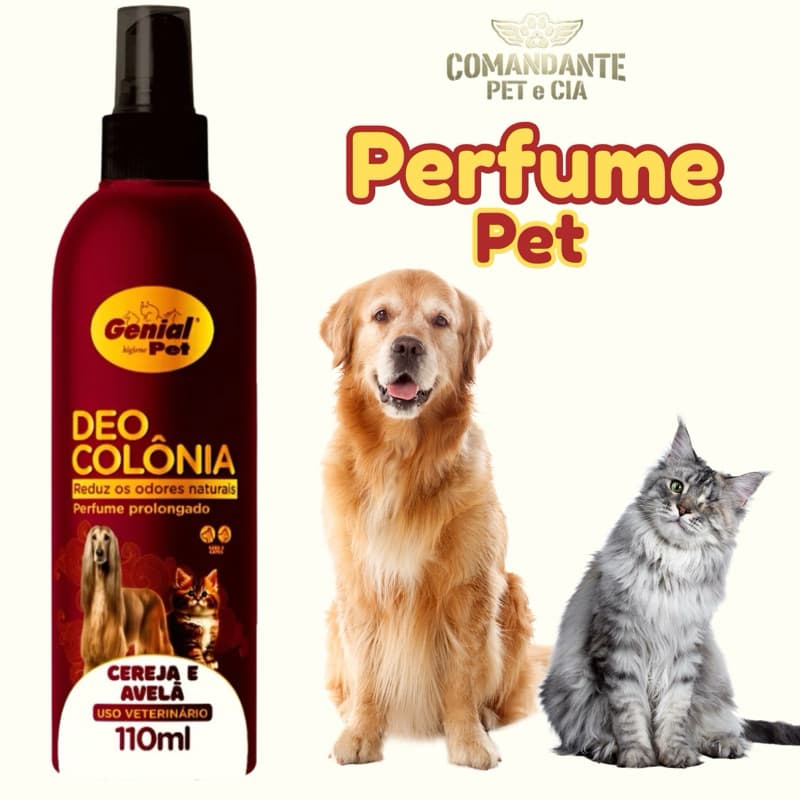 Perfume Pet Cereja e Avelã 110ml - Deo Colônia Genial Pet para Cães e Gatos Cheiro Duradouro