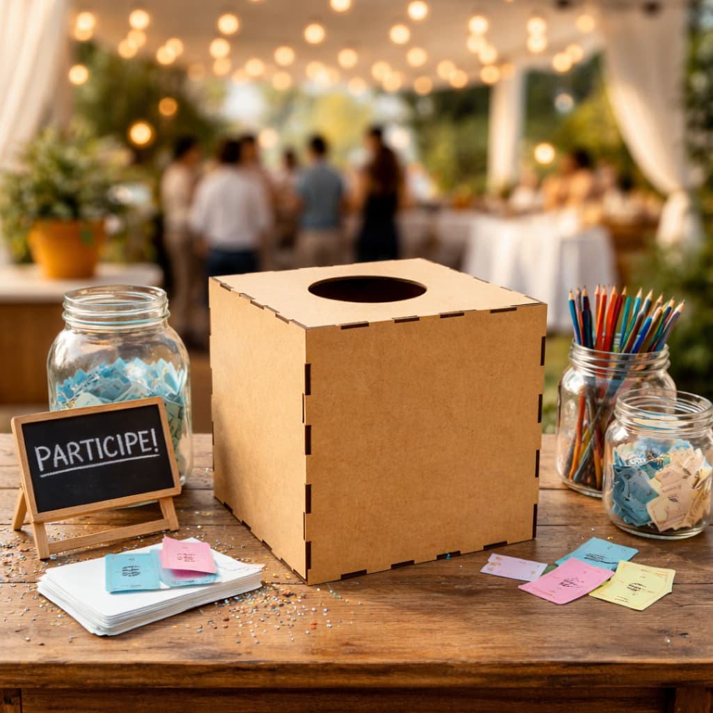 caixa Urna para Sorteio MDF 20x20x20cm Urna para Rifas, Eventos e Promoções surpresa e sorteio urna