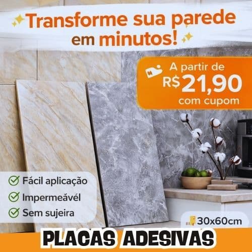 Kit 5/10/20/30 Placas de Parede Adesivas Mármore 3D Decoração 30 x 60cm Lavável