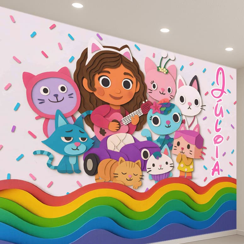 Papel de Parede  Casa Mágica da Gabby m² para Quarto Infantil Adesivo + Nome