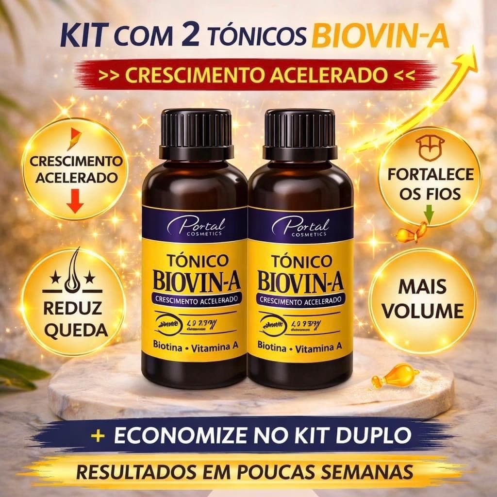 Kit 2 Tônicos Biovin-A 100 ml Crescimento Capilar Acelerado Anti Queda Fortalece Raiz Biotina Vitamina A Portal