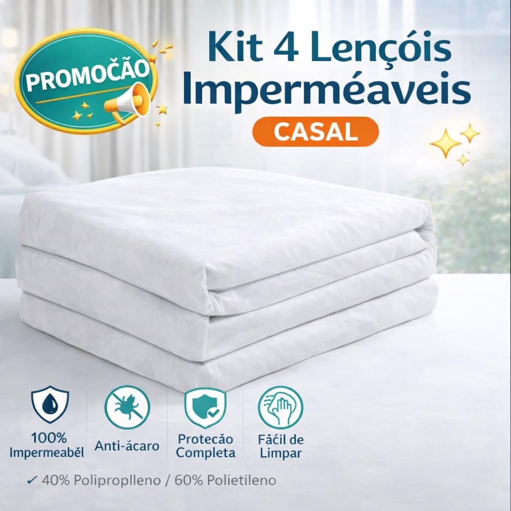 KIT 4 LENÇÓIS IMPERMEÁVEIS CASAL