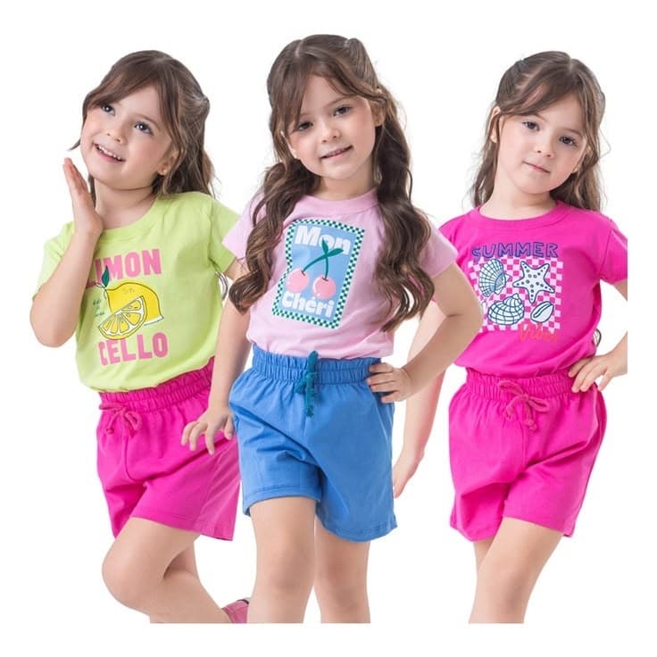 Kit 3 Camisetas Infantil 100% Algodão Menino Menina Básica Confortável Casual Roupas Infantis Verão