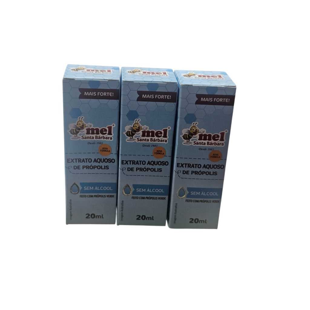 kit 3 Extrato de Propolis Aquoso 20ml Santa Barbara