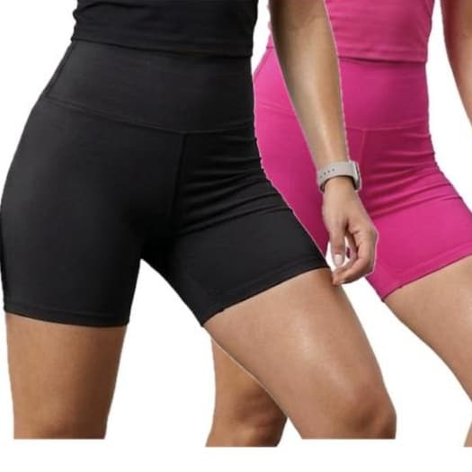 Kit 2 Short Feminino Fitness Zero Transparência Suplex Para Academia