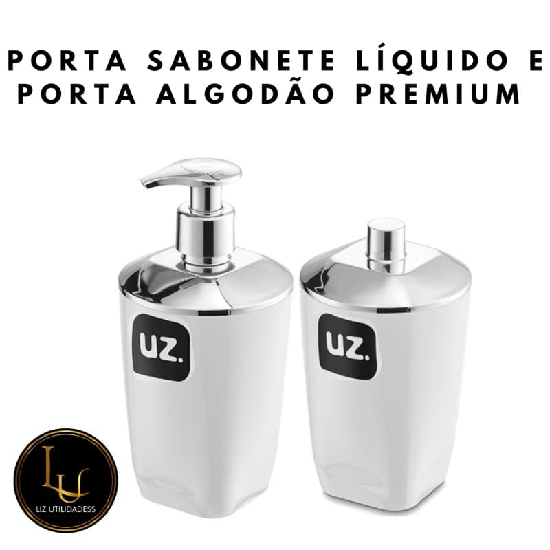 kit porta sabonete líquido + porta algodão/cotonetes UZ. Premium ou Slim