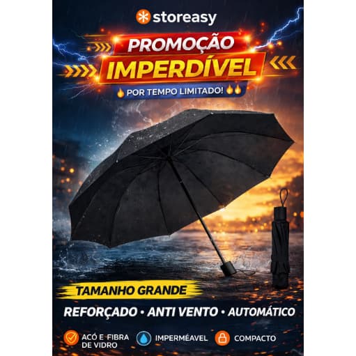 Guarda Chuva Grande Reforçado Anti Vento Automático Aço Fibra Impermeável Compacto | Storeasy