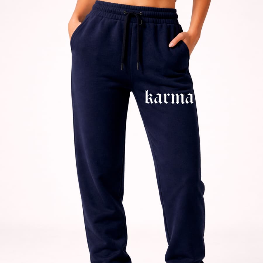 Calça Moletom Estilosa Moda Masculina Estampa Karma Minimalista Conforto e Agasalho de Qualidade Algodão