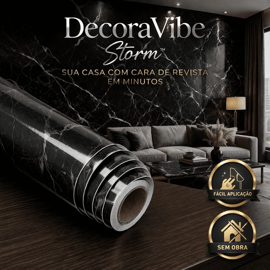 🔥 Papel de Parede Mármore Preto DecoraVibe Adesivo 🔥