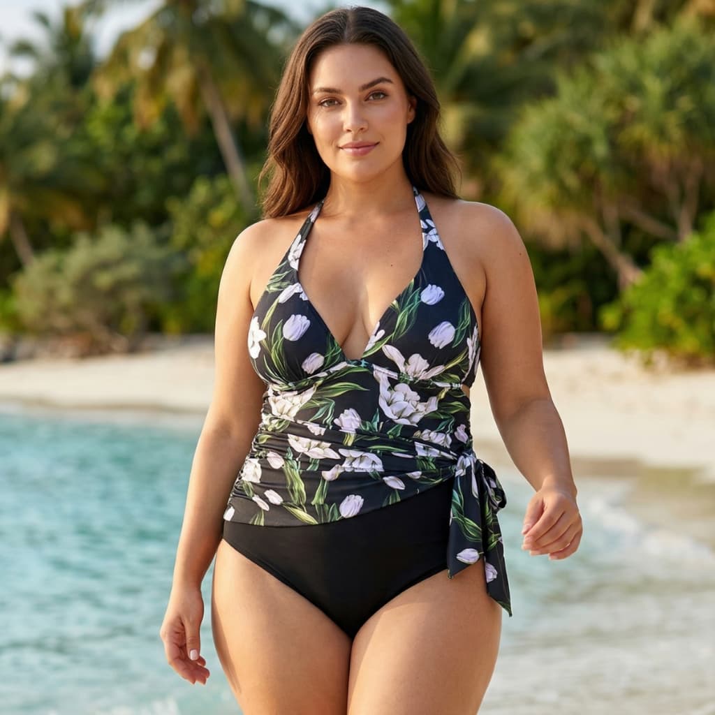 Maiô Plus Size Vestidinho Feminino Estilo Saída de Praia Com Bojo Tamanho Grande Premium