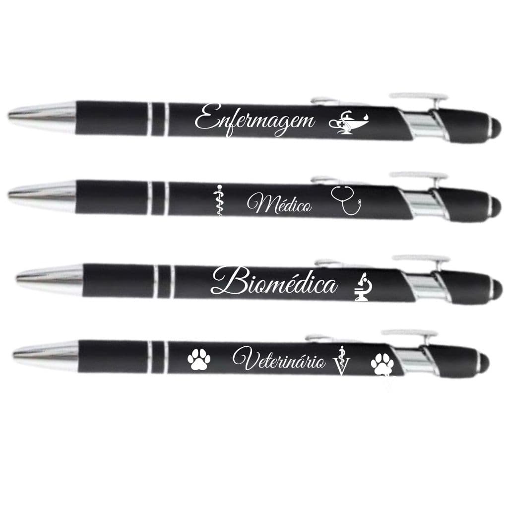Kit 5 Canetas Touch  Metal Personalizadas A Laser Nome Logo Marca Celular Sua Assinatura