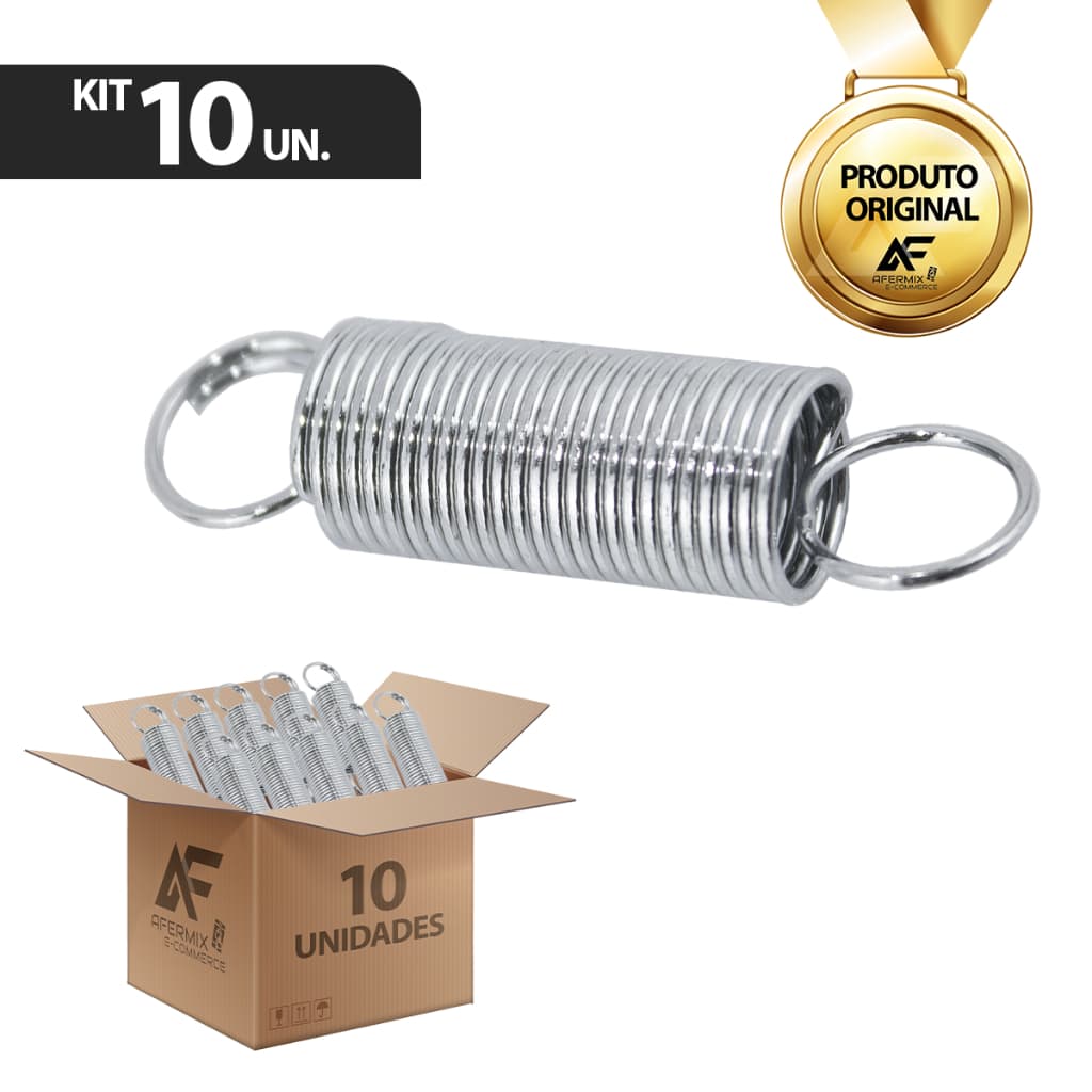 Kit 10 Molas Zincada Estica Fio Cerca Elétrica Argola Repuxo