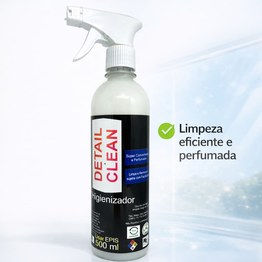 Higienizador Automotivo Detail Clean 500ml – Limpeza Profunda Remove Sujeiras