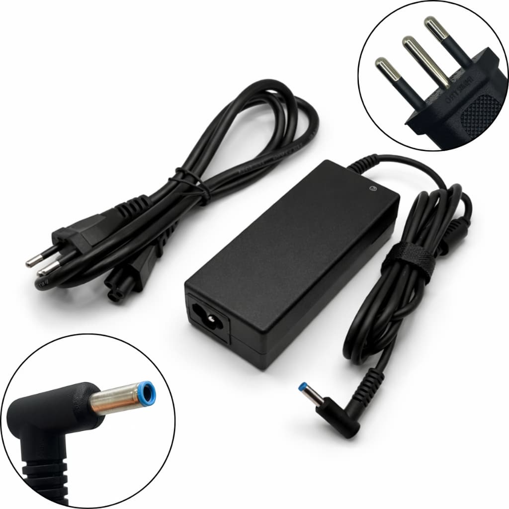 Fonte Carregador Para Notebook HP 19.5v 3.33a 65w - Plug Azul 4.5 x 3.0 MM