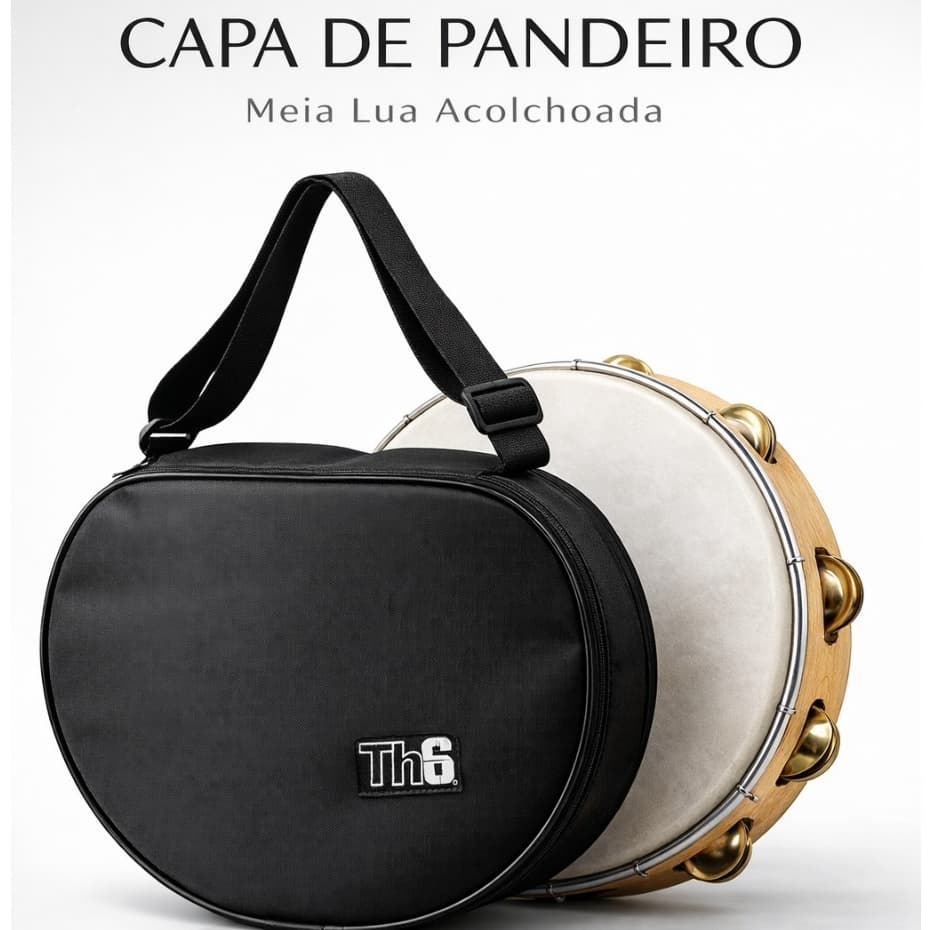 Capa de Pandeiro Meia Lua Acolchoada. Resistente. Resolve.