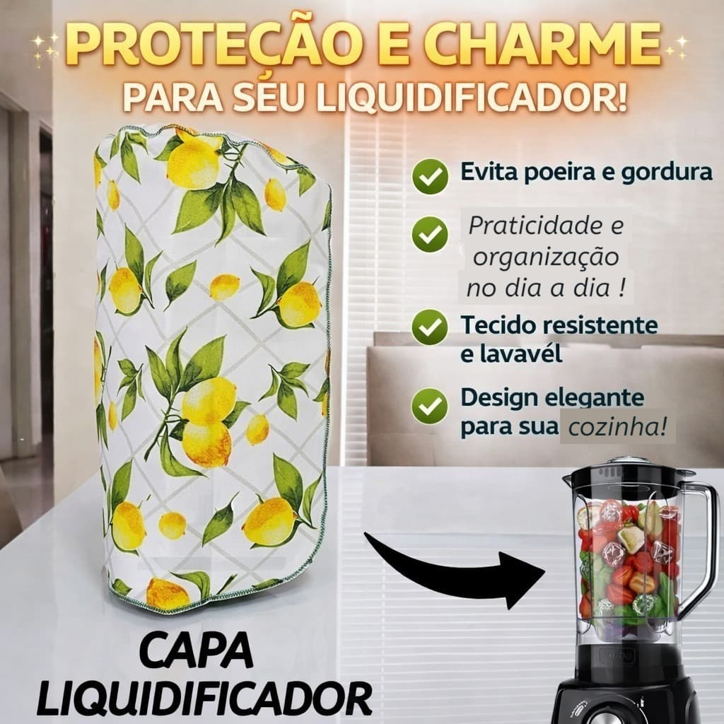 Capa protetora para Liquidificador Estampada Resistente Prática Para Cozinha