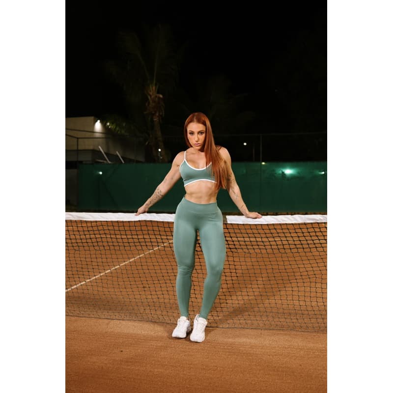 Conjunto Fitness Feminino Canelado em Poliamida – Top + Legging-premium