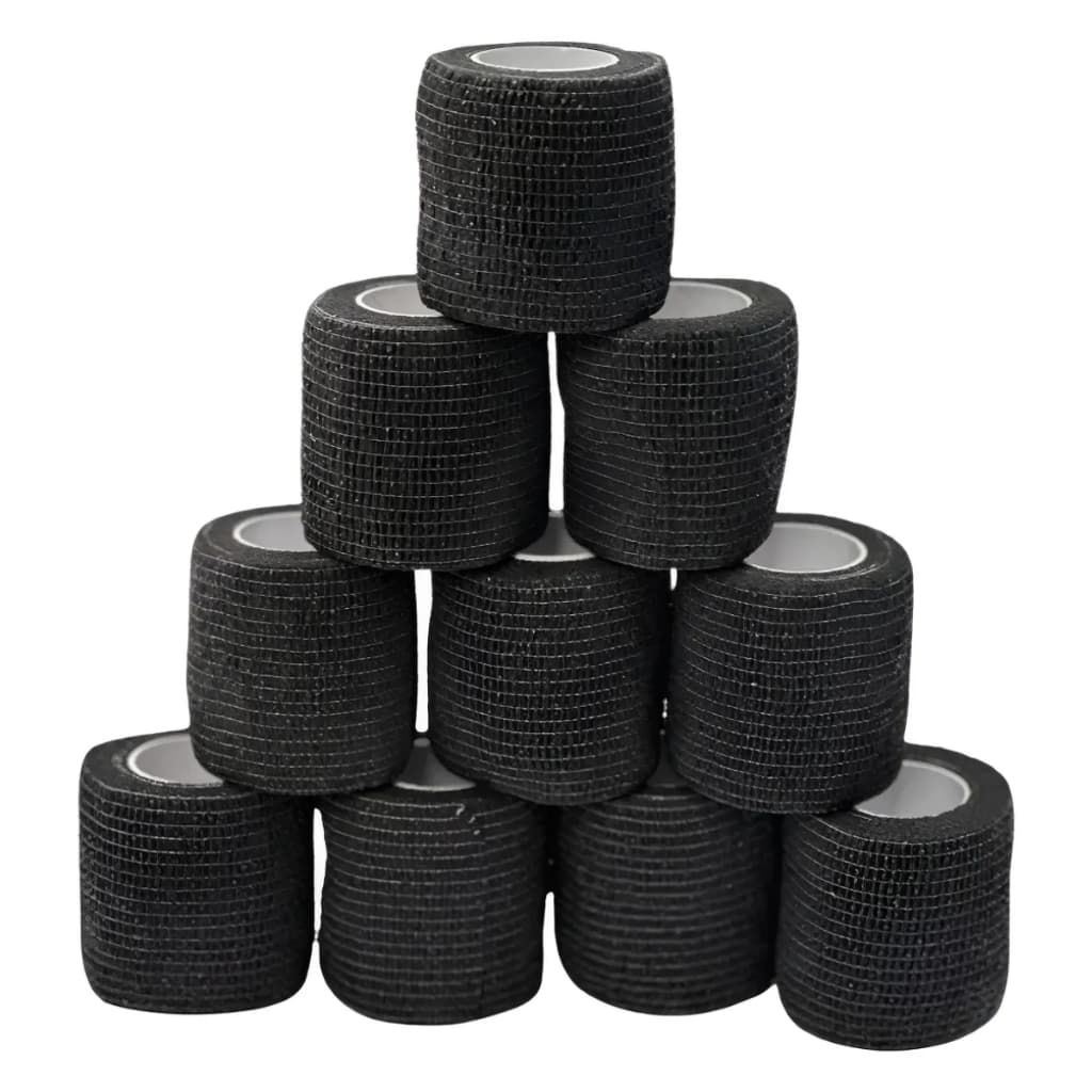 Kit 10 Bandagem Preta Fita Elástica Atadura Lpo Crossfit Fisio Preto