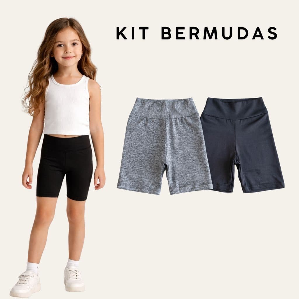 Kit 4 Bermudas Ciclista Verão Infantil Menina 2 ao 10 Anos