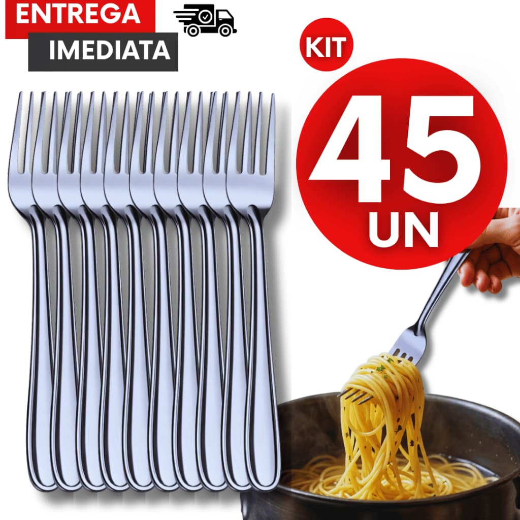 Jogo Garfos Aço Inox Mesa 18Cm Cozinha Churrasco Jantar Casa Restaurante Buffet Utensílios Talheres