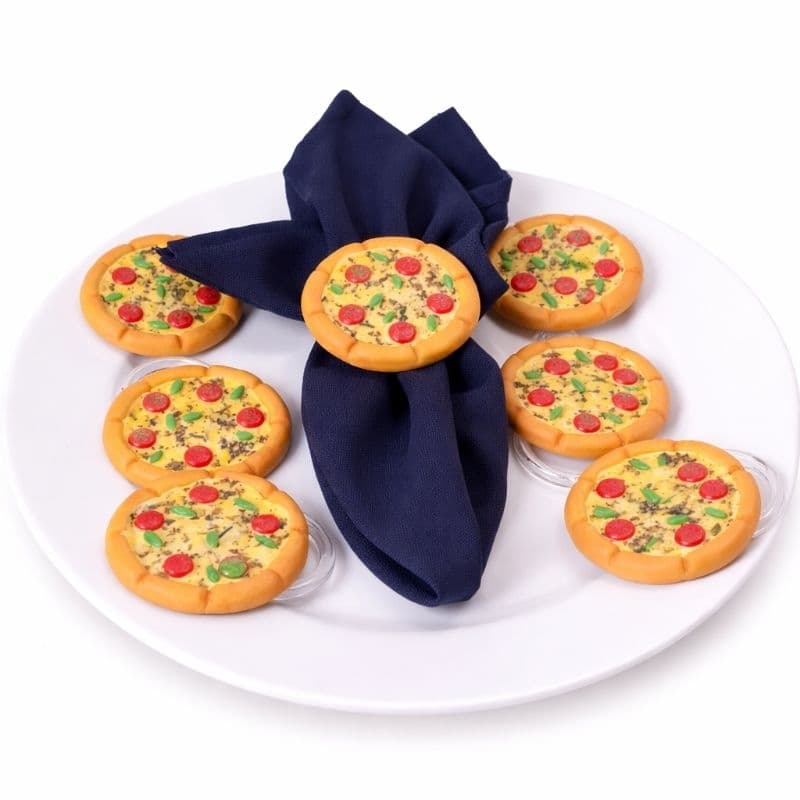 Porta Guardanapo  Pizza com azeitonas de biscuit para mesa posta Personalizado