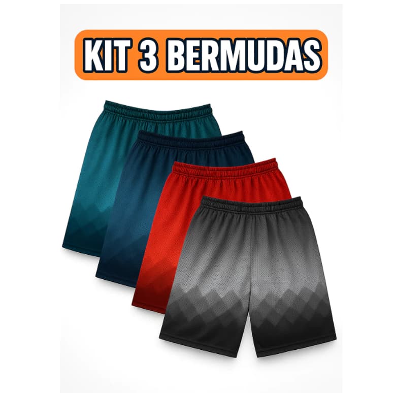 Kits Com 03 Original Shorts Finos, Dri-fit,Calção, Academia, Corrida, Treino, Praia Atacado Promoção